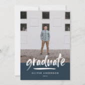 Moderne marineblaue Schrift 3 Foto stilvoller Absc Einladung (Vorderseite)