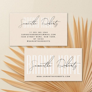 Moderne Marke Namen elegant beige Visitenkarte