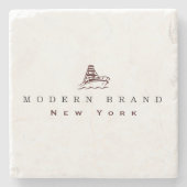 Moderne Marke Oxblut Red Black Coastal Boat Steinuntersetzer (Vorderseite)