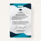 Moderne Marketing Portrait ID Card (Green & Navy) Ausweis (Rückseite)