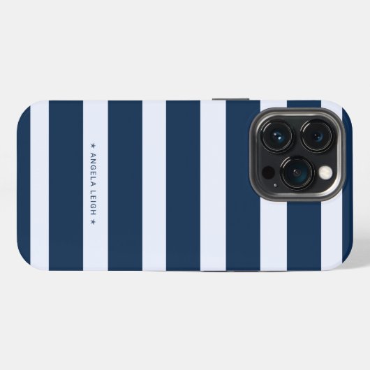 Moderne Marlin- und Blaue Cabana-Streifen iPhone Hülle (Rückseite (Horizontal))