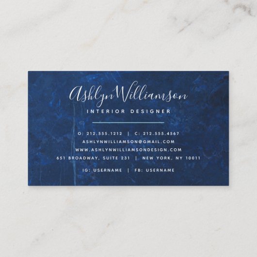 Moderne Marmor Aquarell Silber Türkis Skript Visitenkarte (Rückseite)