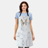 Moderne Marmor-Gold-Mädchen-Schrift-Monogramm Schürze (Getragen)