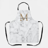 Moderne Marmor-Gold-Mädchen-Schrift-Monogramm Schürze (Vorderseite)