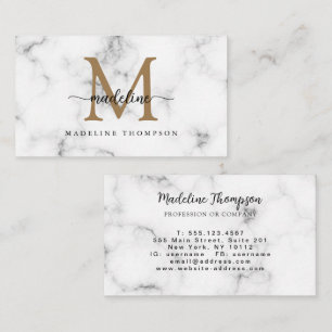 Moderne Marmor Gold Mädchen-Schrift-Monogramm Visitenkarte
