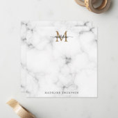 Moderne Marmor Gold Mädchenhaftes Skript Monogramm Mitteilungskarte (Vorderseite/Rückseite Beispiel)