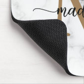 Moderne Marmor-Gold-Schrift-Monogramm Mädchen Mousepad (Ecke)