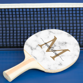 Moderne Marmor-Gold-Schrift-Monogramm Mädchen Tischtennis Schläger