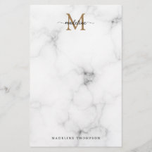 Moderne Marmor-Gold-Schrift-Monogramm Mädchenhaft