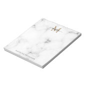 Moderne Marmor-Gold-Schrift-Monogramm Notizblock (Rotiert)