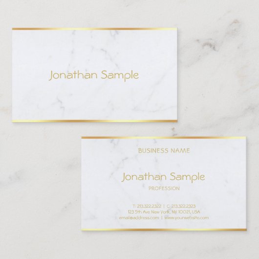Moderne Marmor Gold Text Template Ausgereift Visitenkarte (Vorne/Hinten)