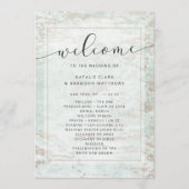 Moderne Marmor in Mint Rose Goldhochzeit Programm (Vorderseite)