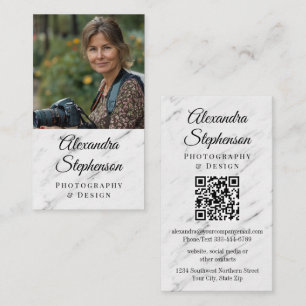 Moderne Marmor Klassisch Elegant QR Code Benutzerd Visitenkarte