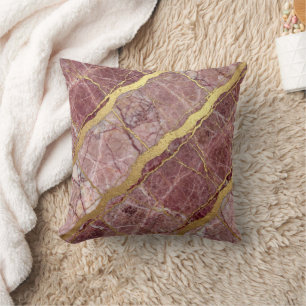 Moderne Marmor-Rosa + Gold Luxus  Kissen