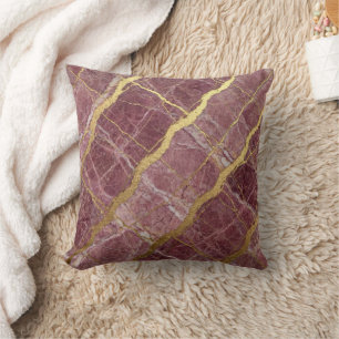 Moderne Marmor-Rosa + Gold Luxus  Kissen