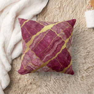 Moderne Marmor-Rosa + Gold Luxus  Kissen
