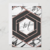 Moderne Marmor Rose Gold Trim Hexagon Hochzeit Einladung (Rückseite)