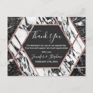 Moderne Marmor Rose Gold Trim Hexagon Vielen Dank Postkarte
