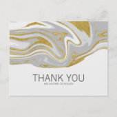 Moderne Marmor und Gold Hochzeit Danke Postcard Postkarte (Vorderseite)