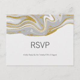 Moderne Marmor- und Gold-Hochzeit-RSVP-Postkarte Einladungspostkarte