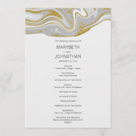 Moderne Marmor- und Gold-Hochzeitskarte Programm