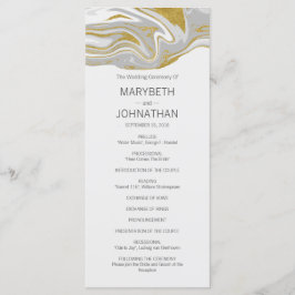 Moderne Marmor- und Gold-Hochzeitskarte Programm