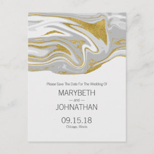 Moderne Marmor- und Gold-Save the Date-Postkarte Ankündigungspostkarte