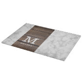 Moderne Marmor- und Holzfamilien Mit Monogramm Schneidebrett (Ecke)