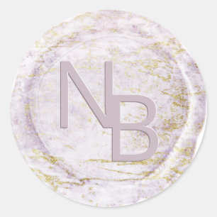 Moderne Marmor-Violette Monogramm-Wachs-Siegel-Auf Runder Aufkleber
