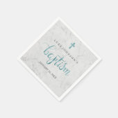 Moderne Marmorblauer Taufe Napkin Serviette (Ecke)