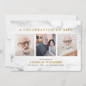 Moderne Marmorfeier zum 3-Foto-Gedenktag Einladung (Vorderseite)