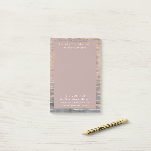 Moderne Marmorgoldfolie Edelstein Innenarchitektin Post-it Klebezettel (Auf Schreibtisch)