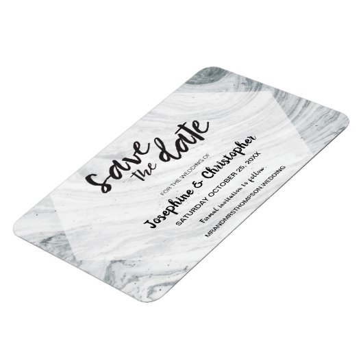 Moderne Marmorhochzeit Das Datum speichern Magnet (Linke Seite)