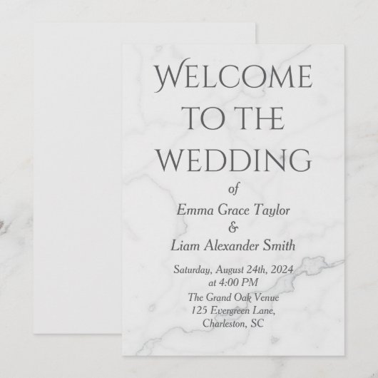 moderne Marmorhochzeit Einladung (Vorne/Hinten)