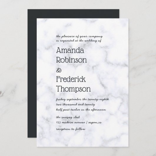 Moderne Marmorhochzeit Einladung (Vorne/Hinten)