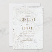 Moderne Marmorhochzeit | Gold Einladung (Vorderseite)