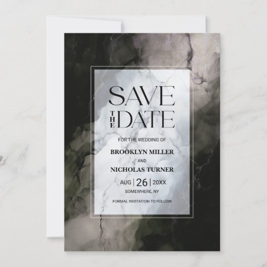 Moderne Marmorhochzeit rettet das Datum Save The Date (Vorderseite)
