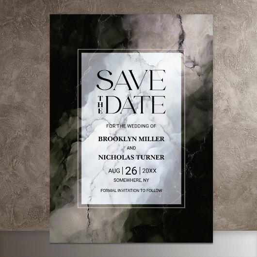 Moderne Marmorhochzeit rettet das Datum Save The Date