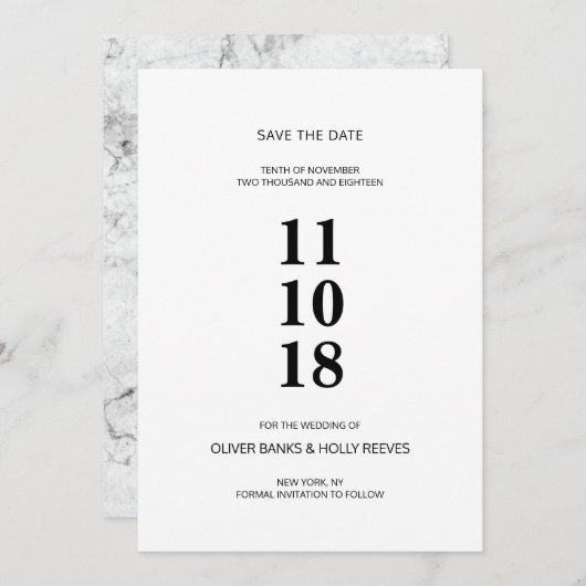 Moderne Marmorhochzeit rettet das Datum Save The Date (Vorne/Hinten)