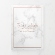 Moderne Marmorhochzeit Rose Gold Script Hochzeit
