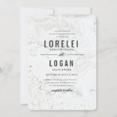 Moderne Marmorhochzeit | Schwarz Einladung (Vorderseite)