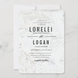 Moderne Marmorhochzeit | Schwarz Einladung