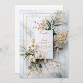 Moderne Marmorhochzeit und Hochzeit mit Gold Einladung (Vorne/Hinten)