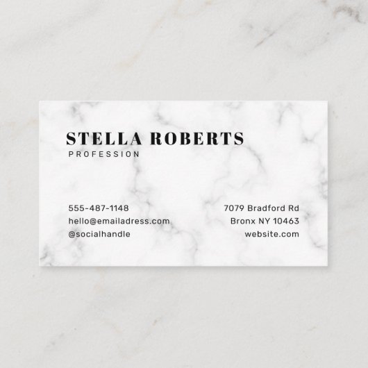 Moderne Marmorkarte Visitenkarte (Rückseite)