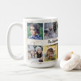 Moderne Marmormuster Foto Collage Familienname Kaffeetasse