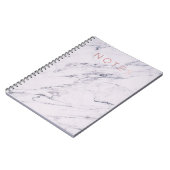 Moderne Marmornoten Grau Weiß und Rose Gold Rosa N Notizblock (Linke Seite)