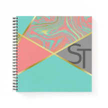 Moderne Marmorpfeifenkorallenpappel Gold Monogramm