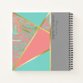 Moderne Marmorpfeifenkorallenpappel Gold Monogramm Notizblock (Rückseite)