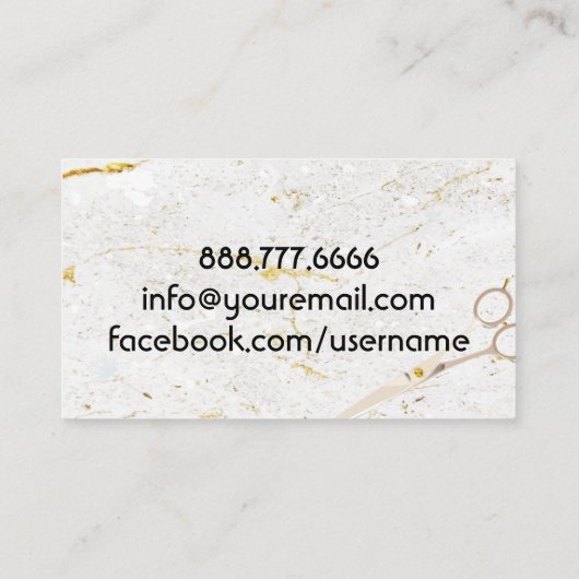 Moderne Marmorschminkschere Visitenkarte (Rückseite)