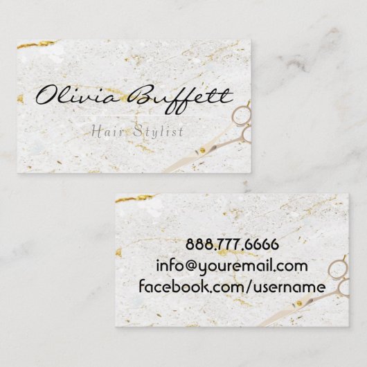 Moderne Marmorschminkschere Visitenkarte (Vorne/Hinten)
